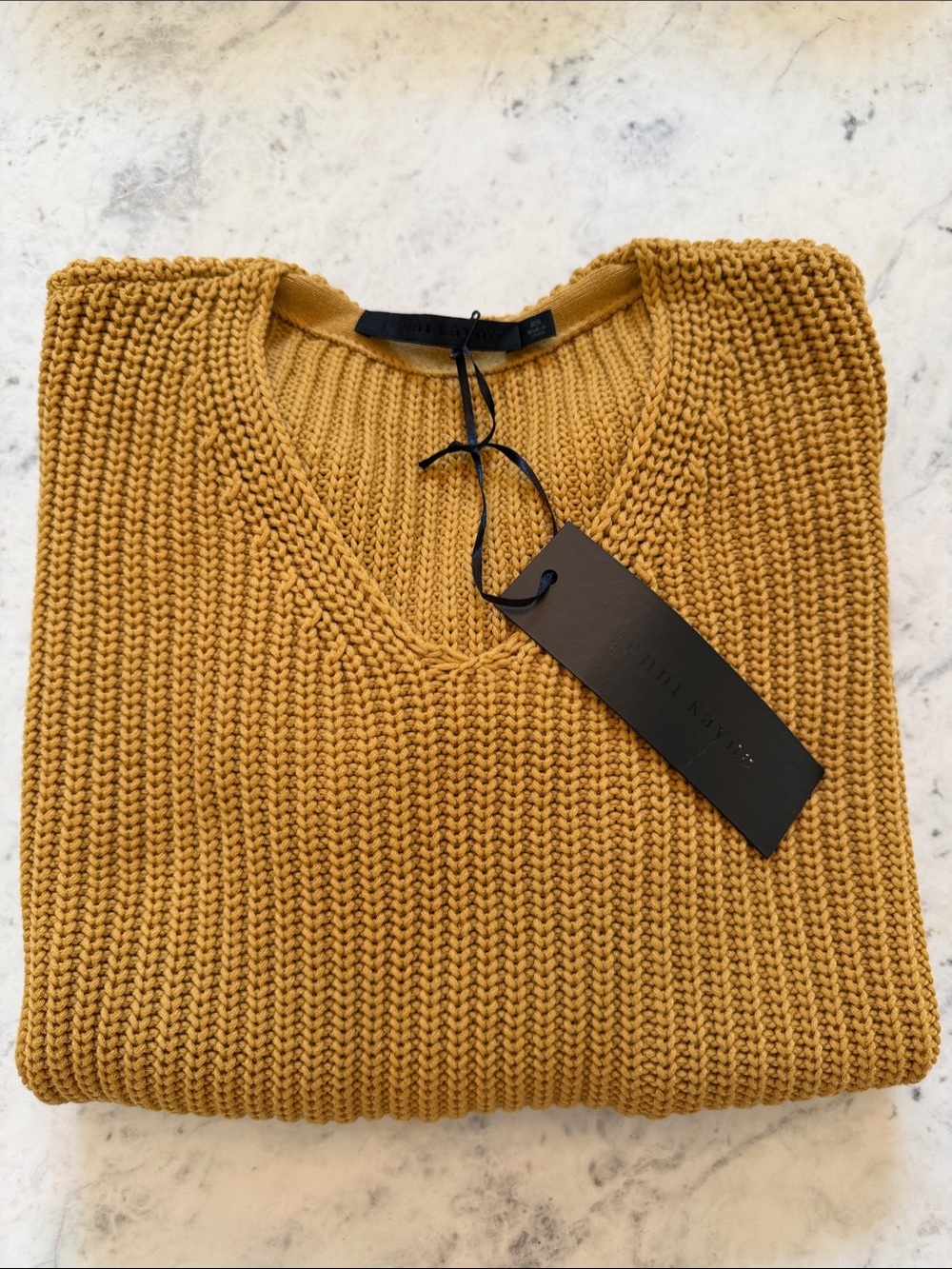 Jenni Kayne V-Neck Sweater in Mustard Gold